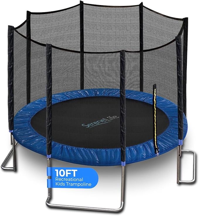 SereneLife 10FT Trampoline Outdoor – Heavy-Duty Backyard Trampoline for Kids and Adults with Wide
