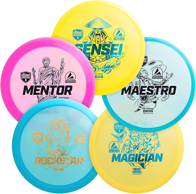 Discmania Disc Golf Set (5 Pack) | Active Premium Disc Golf Starter Set | Sensei, Maestro
