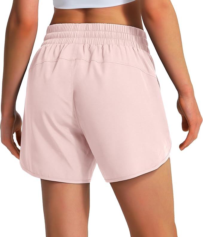 Ksmien Women's 5" Athletic Running Shorts Quick Dry Lightweight Workout Gym Shorts with Zipper