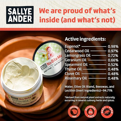 SALLYEANDER No Bite Me All-Natural Bug & Insect Repellent - Anti Itch Cream - 8 oz - Safe for Kids