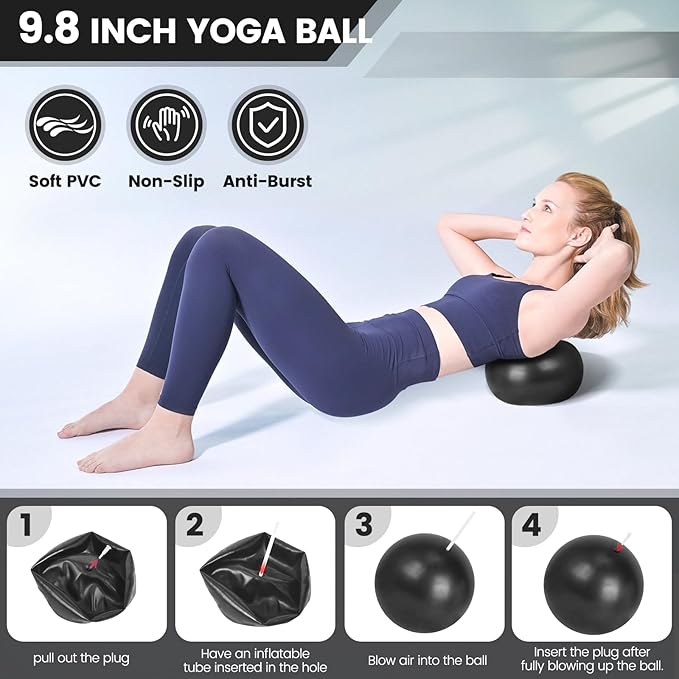 Home Pilates Essentials Kit for Women,Pilates Equipment Set with 9 Inch Yoga Ball,Figure 8