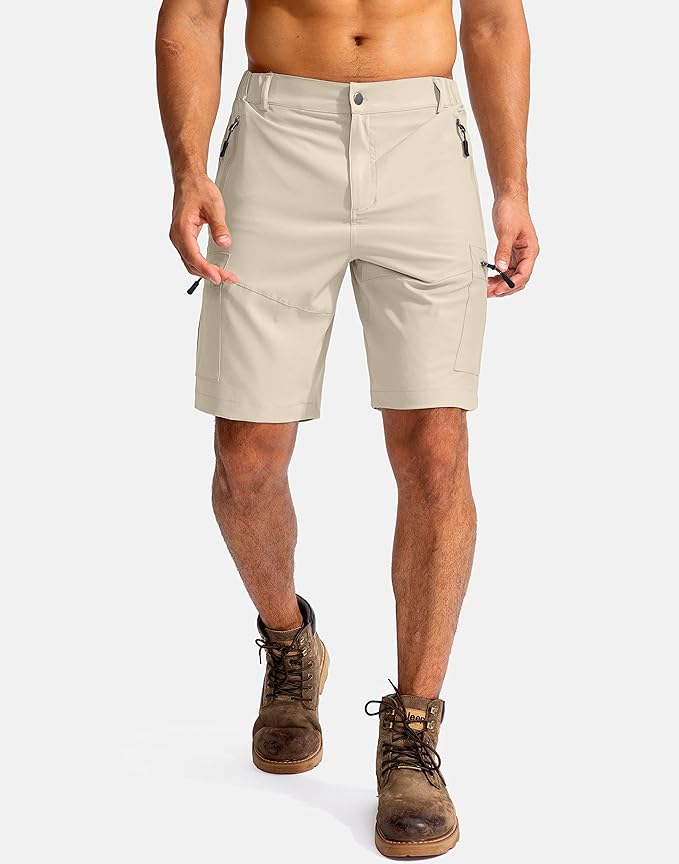 Pudolla Men's Hiking Cargo Shorts 9" Lightweight Outdoor Work Shorts for Men Travel Golf Camping