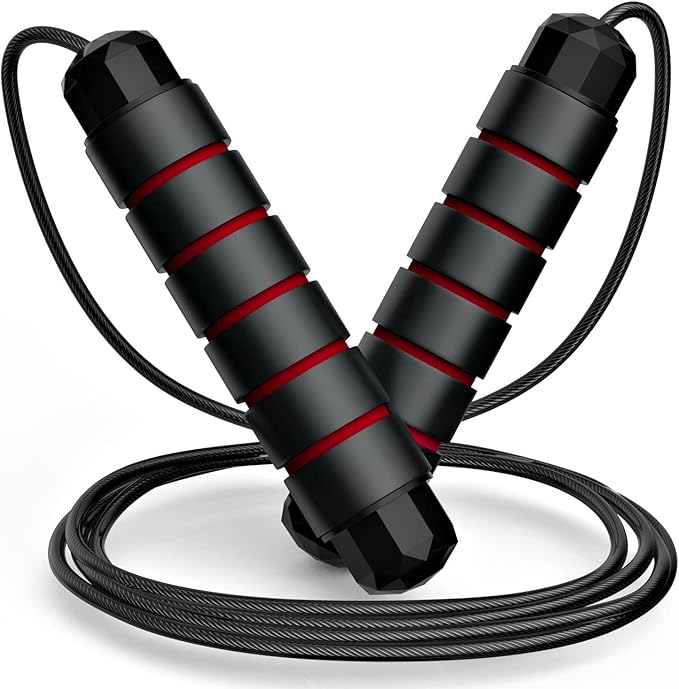 Jump Rope, Tangle-Free Rapid Speed Jumping Rope Cable with Ball Bearings for Women, Men, and Kids