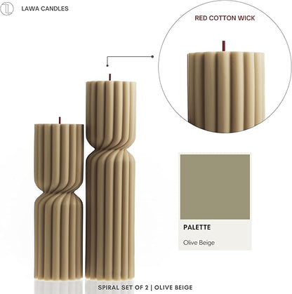 LAWA Spiral Spire Candle - Large Beautiful Handmade Pillar Scented Soy Wax Elegant Bubble Aesthetic