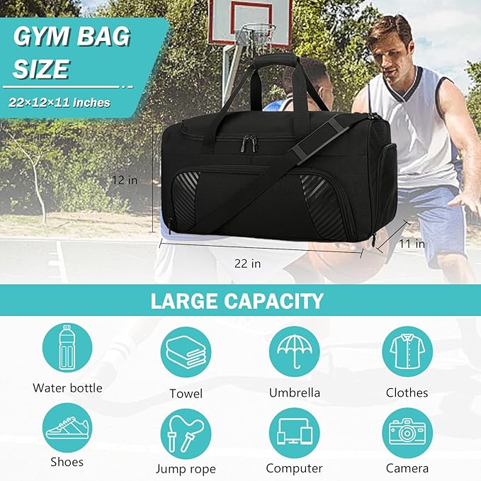 Urbanstand Gym Bag for Men - 22 Inch Sports Duffel Bags with Shoe Compartment, Large Overnight