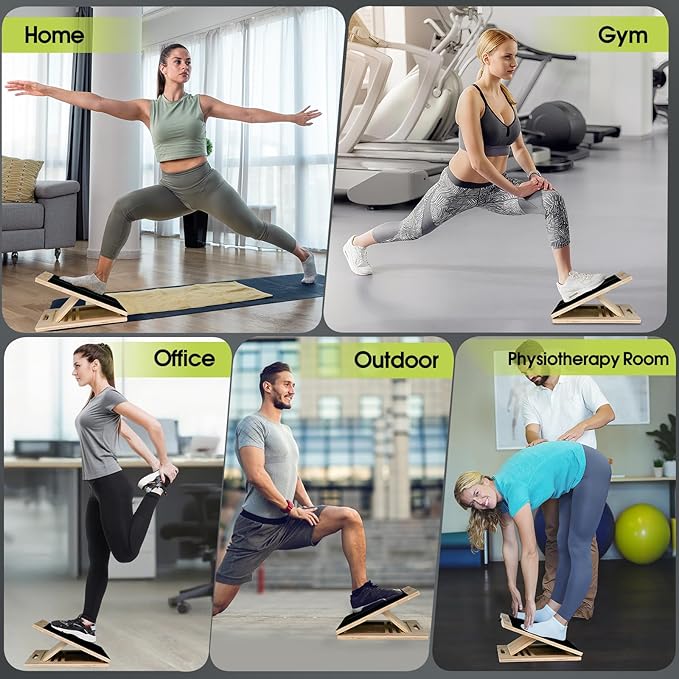 Portable Slant Board for Calf Stretching, 350 Lbs Weight Capacity, Adjustable Wooden Incline Board