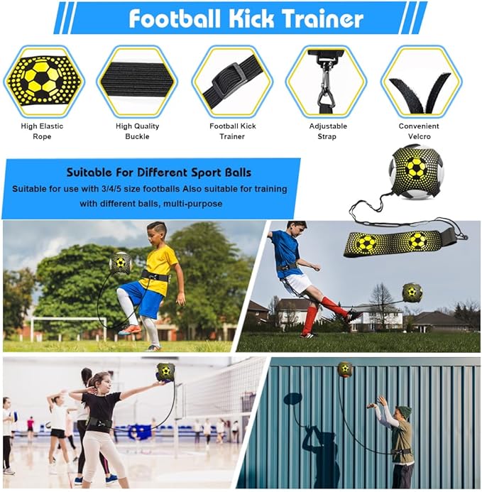 Soccer Speed Agility Training Set - 20FT Agility Ladder 12/16 Sports Cones and Soccer Kick Trainer