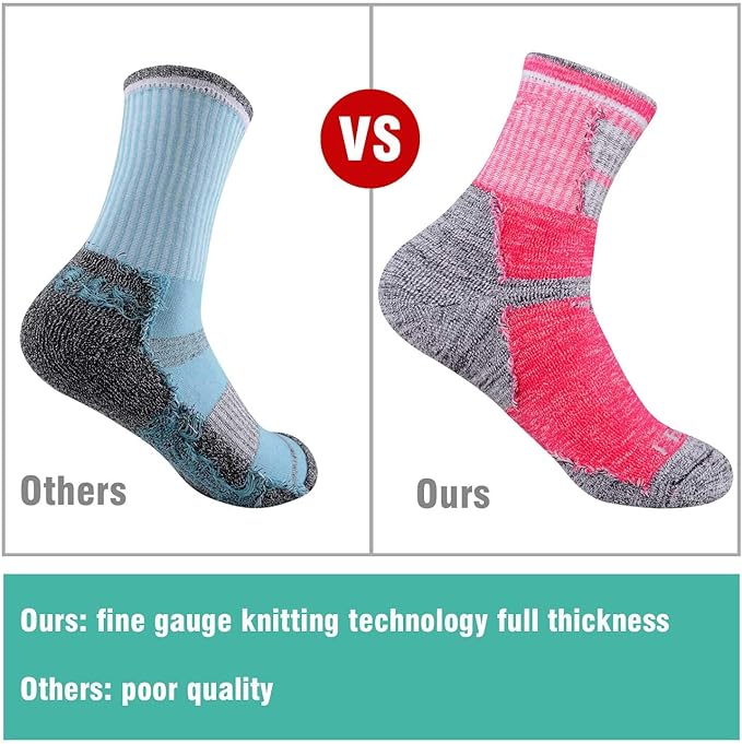 FEIDEER Hiking Walking Socks For Women, Multi-pack Outdoor Recreation Socks Moisture Wicking Crew