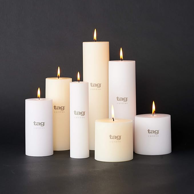 tag Chapel 4X4 White Pillar Paraffin Wax Candle Unscented Drip-Free Long Burning 75 Hours For Home