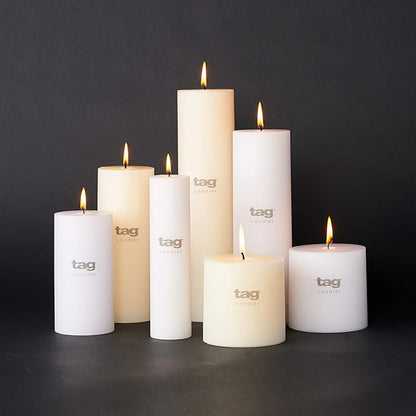 tag Chapel 4X4 Ivory Pillar Paraffin Wax Candle Unscented Drip-Free Long Burning 75 Hours For Home