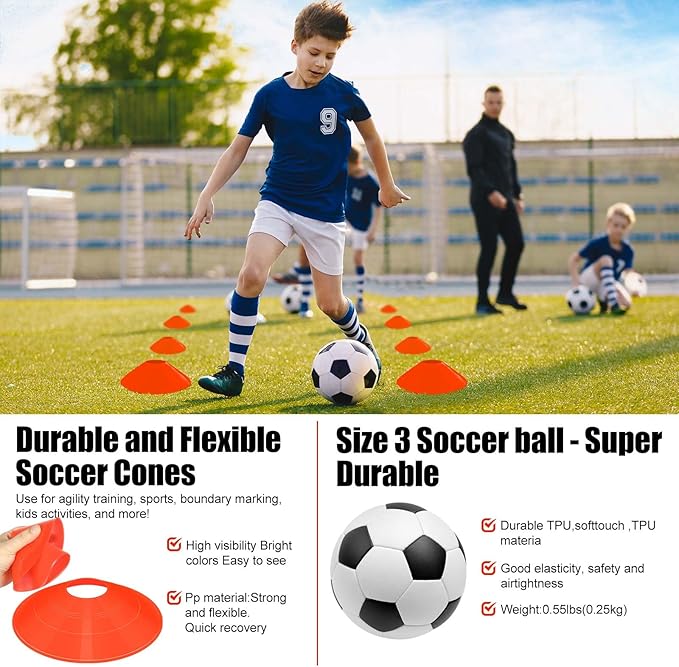 Soccer Goal, Kids Soccer Goals for Backyard Set, 2 Pack of Portable Pop Up Soccer Net with Soccer