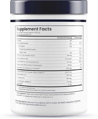 Nature's Pure Blend Organic Beet Root Powder ??Nitric Oxide Booster L-Arginine ??Liquid Beets for