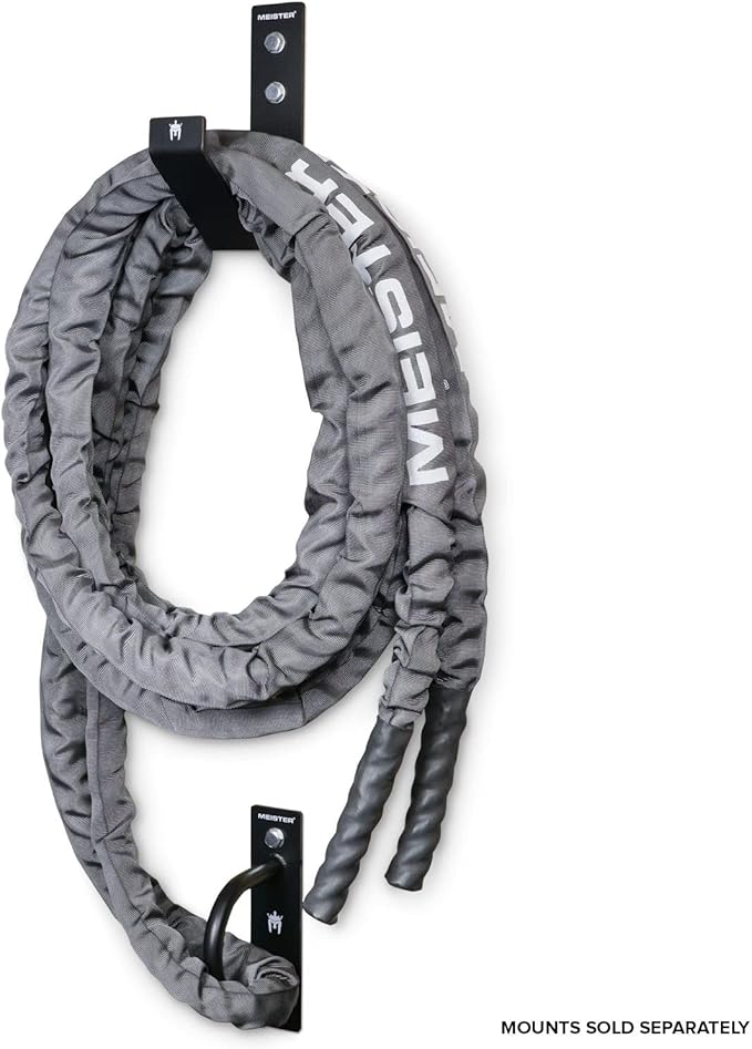 Meister Professional Sheathed Battle Rope for Strength & Conditioning Gym Workouts - 1.5" Diameter