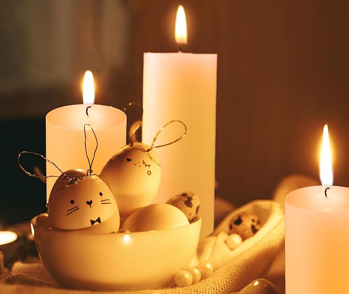 36 Pcs Pillar Candles, Unscented Ivory White Pillar Candles, Smokeless Long Burning Wax Candles for