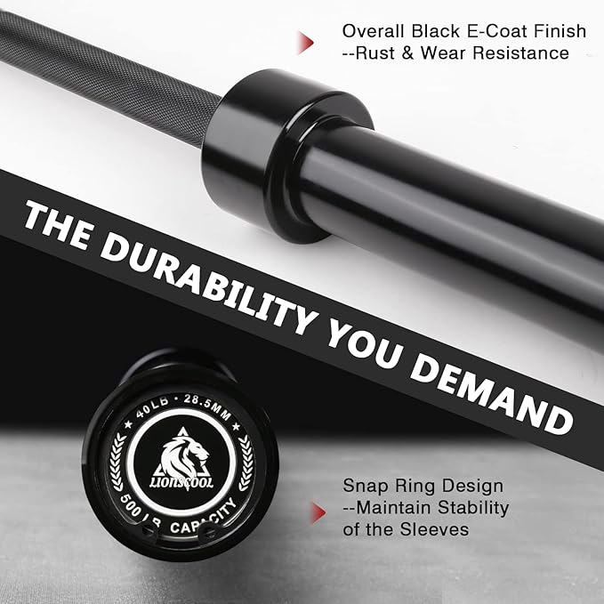 LIONSCOOL 7FT Olympic Barbell for Weightlifting, Power Lifting, 2 Inch Strength Training Bar for