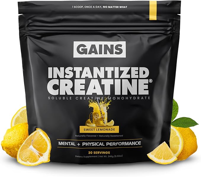 Gains in Bulk Instantized Creatine Monohydrate for Women and Men, Soluble Pre Workout Powder