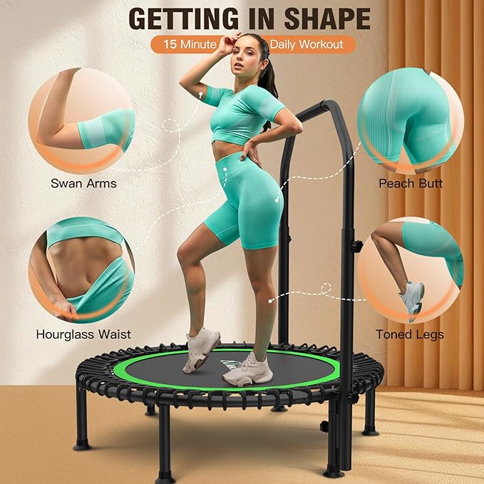 ANCHEER 40" Foldable Mini Trampoline,Max Load 450lbs/550lbs Indoor Trampoline,with 4 Level
