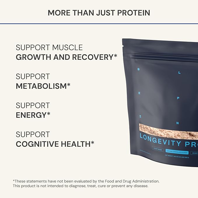 Blueprint Bryan Johnson Chocolate Protein Powder ??Vegan Plant-Based Supplement with Cocoa Powder