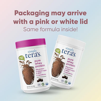 simply tera's Pure Whey Protein Powder - Dark Chocolate Clean Protein Powder, Grass Fed Whey