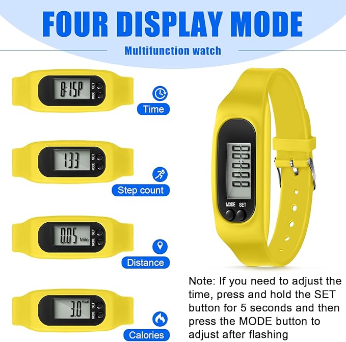 Geyoga 24 Pcs Pedometer for Walking Steps and Miles Pedometer Watch Silicone Steps Tracker Running