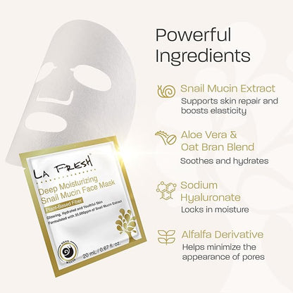 La Fresh Deep Moisturizing Snail Mucin Sheet Mask, Glow, and Hydration Face Mask with Snail Mucin