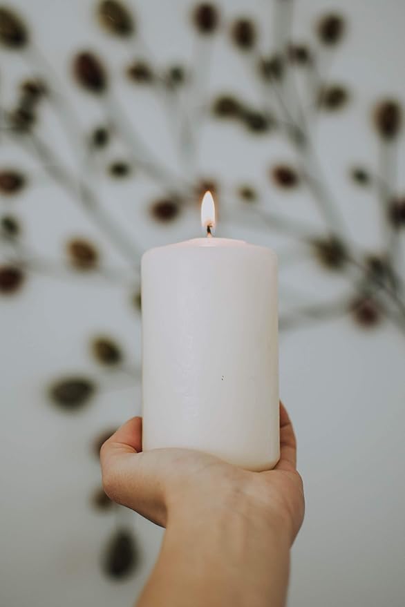 D'light Online 3 X 6 Inch Pillar Candles Set of 12 Bulk Event Pack Round Unscented Premium Wax