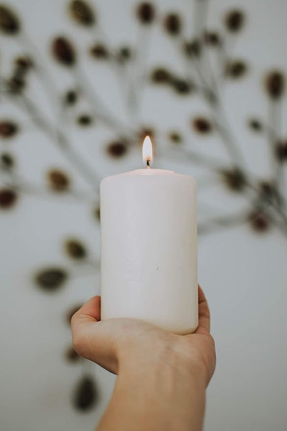 D'light Online 3 X 6 Inch Pillar Candles Set of 12 Bulk Event Pack Round Unscented Premium Wax