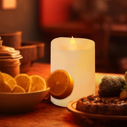 3x4 Flickering Flameless Candles Set of 1,4 inch Real Wax LED 600 Hours Battery Candles with Timer
