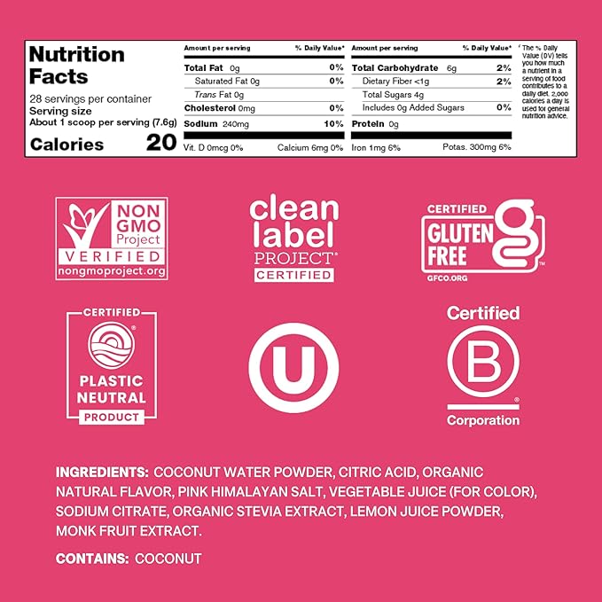 Cure Hydration | Plant-Based Electrolyte Drink Mix | No Added Sugar | Dehydration Relief Powder