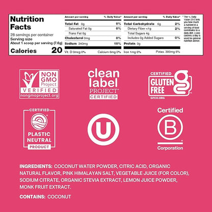 Cure Hydration | Plant-Based Electrolyte Drink Mix | No Added Sugar | Dehydration Relief Powder