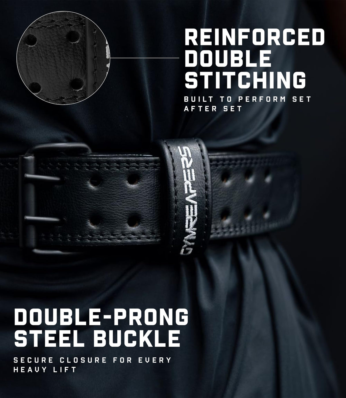 Gymreapers Leather Weightlifting Belt for Bodybuilding, Squatting, Lower Back Support & Back Pain