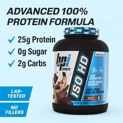 BPI Sports ISO HD Isolate Protein Powder ??100% Whey Isolate, Protein Powder for Muscle Gain