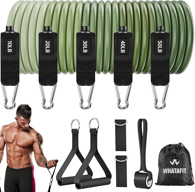 WHATAFIT Resistance Bands, Exercise Bands，Resistance Bands for Working Out, Work Out Bands with