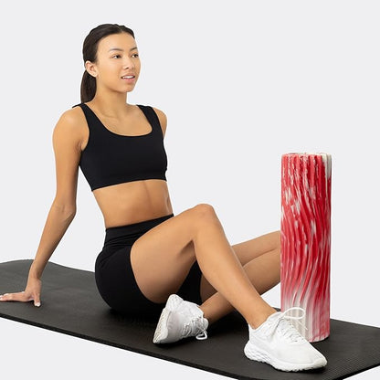 Oceanfoam Tidal Roller - Red Marbled - Muscle Massage Foam Roller for Back Pain & Stretching - Firm