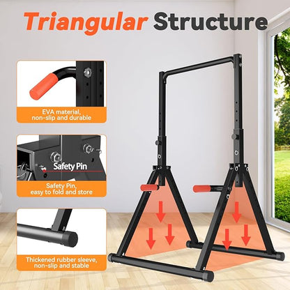 Power Tower Pull Up Dip Station Foldable, Pull Up Bar Station Adjustable, Multi-Function Home Gym