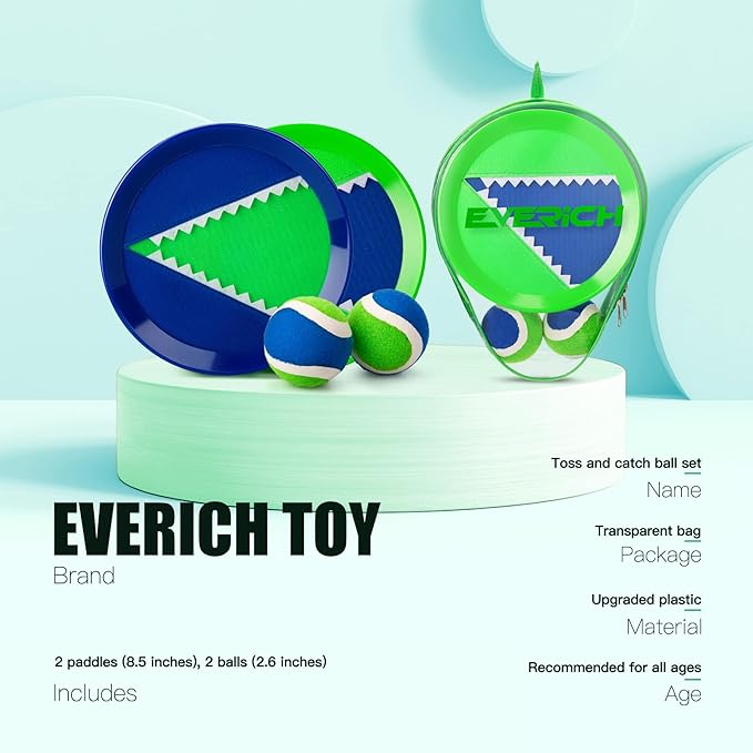 EVERICH Upgraded Toss and Catch Ball Game Set - Indoor and Outdoor Games for Kids 3-12, Beach Sand