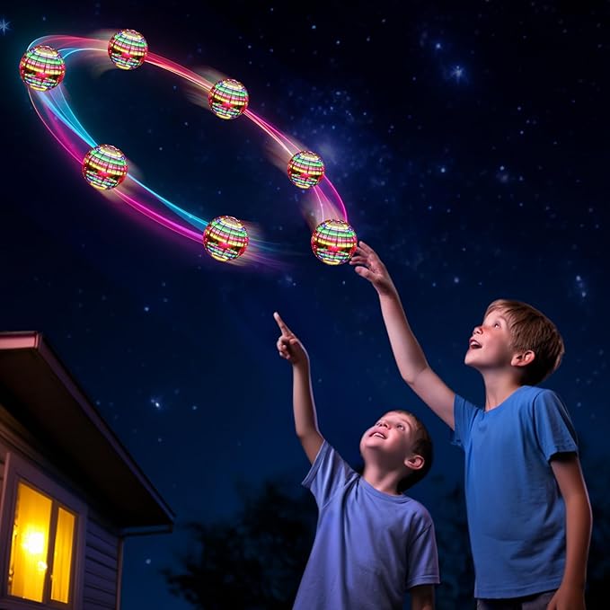 Flying Orb Ball (Red, 2025 Upgraded) with Dazzling Lights, Magic Hover Spinner, Cool Boomerang