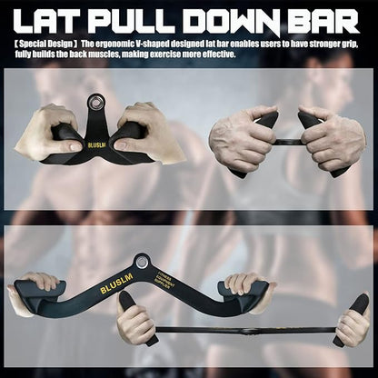 LAT Pull Down Bar for Cable Machine, LAT Pulldown Attachments T Bar V Bar Cable Attachment, Back