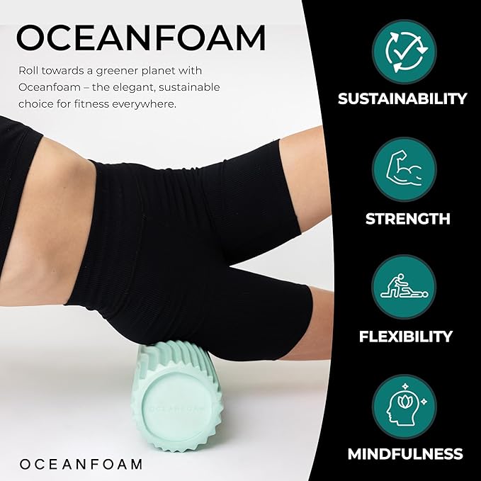 Oceanfoam Tidal Roller - Seafoam - Muscle Massage Foam Roller for Back Pain & Stretching - Firm and