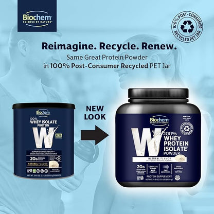 Biochem, Whey Protein Powder, 20g of Protein to Support Muscles and Intense Workouts, Natural, 24.6