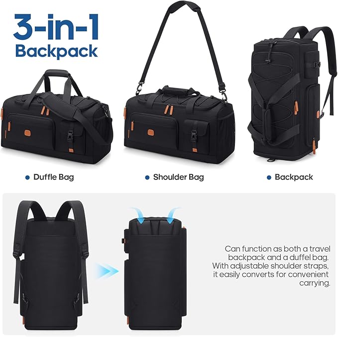 Gym Bag for Men and Women with Shoe & Laptop Compartment, 3-in-1 Sports Travel Duffel Bag
