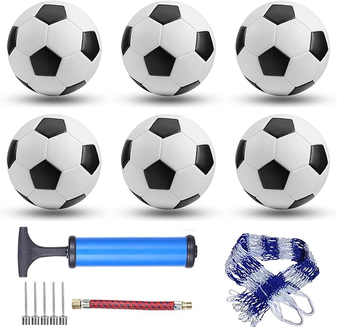 6 Pack Classic Soccer Balls Size 5/4/3 Includes Ball Pump and Net Bag，Soccer Training Ball Practice
