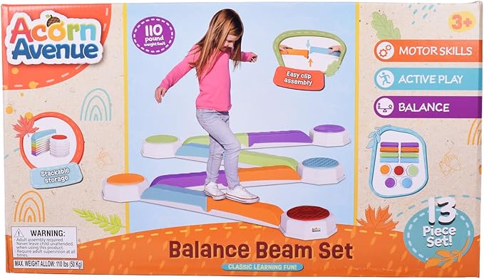 Balance Beam and Toddler Stepping Stones for Kids 13 Pieces, Jumping Stepping Stones Balance Beam