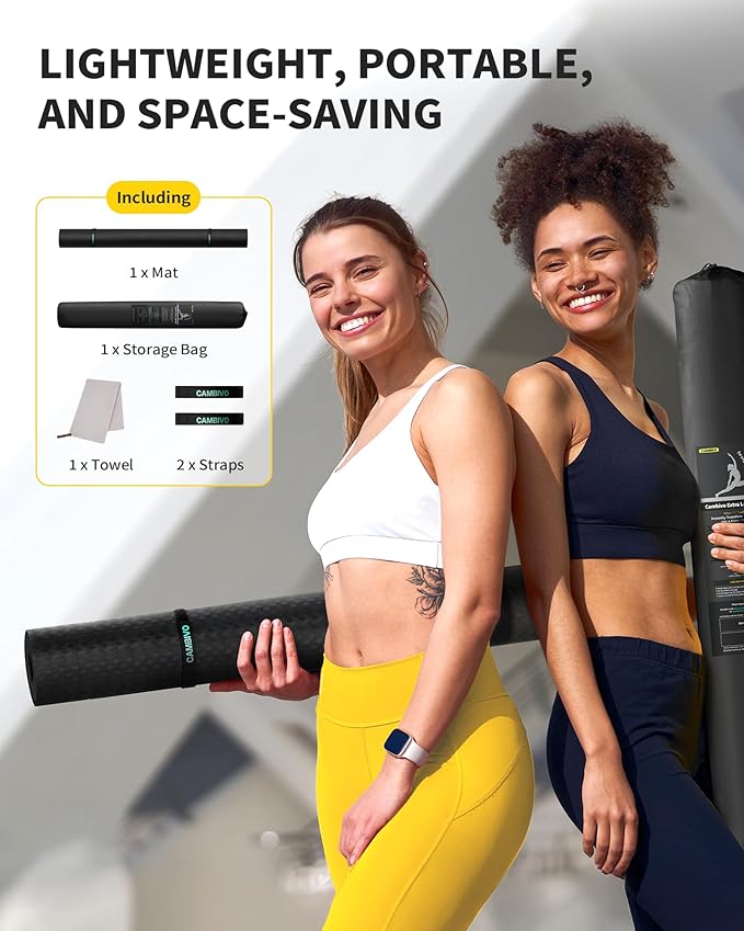 CAMBIVO Large Yoga Mat (6'x 4'), Extra Wide Workout Mat for Men and Women, Yoga Mat Thick 1/3 &1/4