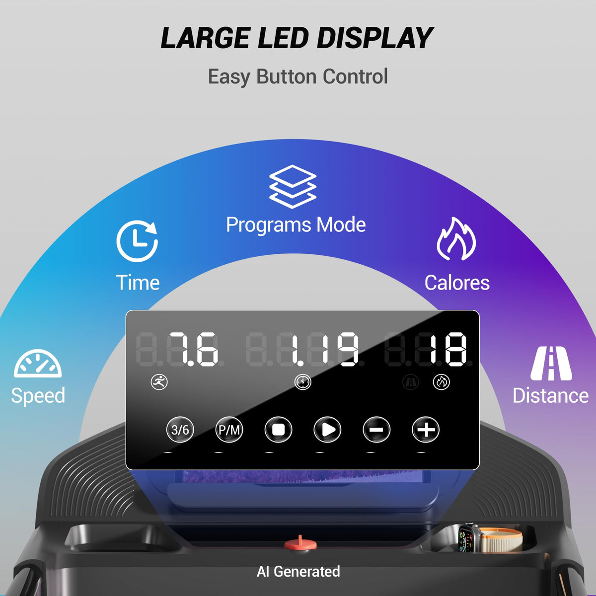 CURSOR FITNESS 16% Incline Treadmills for Home with 3 LED Displays