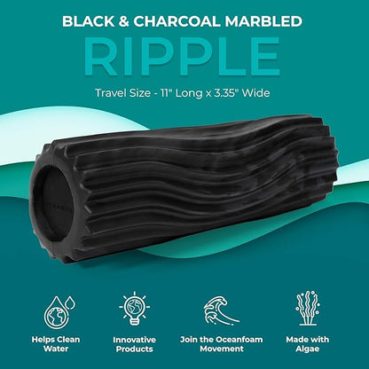 Oceanfoam Ripple Travel Foam Roller (11" x 3.35") Firm Mini Foam Roller for Physical Therapy, Deep