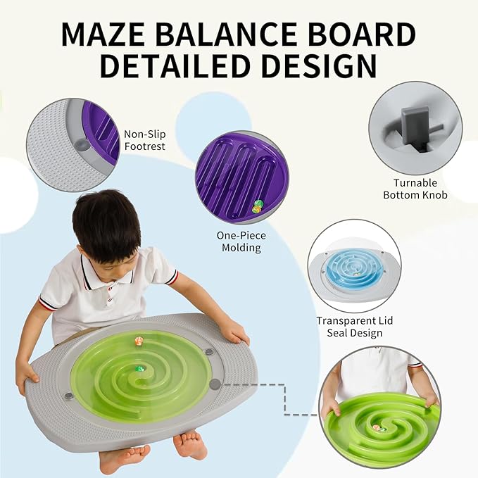 Balance Board Kids, Toddler Balance Board Maze, Wobble Board with 6 Colored Balls,3 Replacement