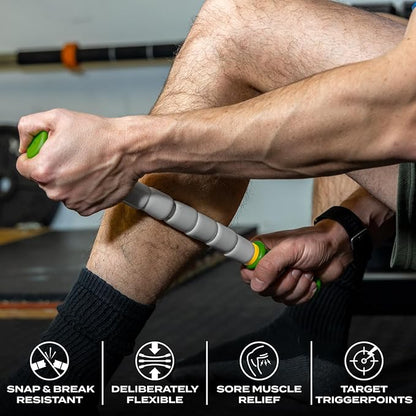 Massage Stick 14" Flexible Handheld Spindle Massage Roller - Full Body Muscle Recovery & Myofascial