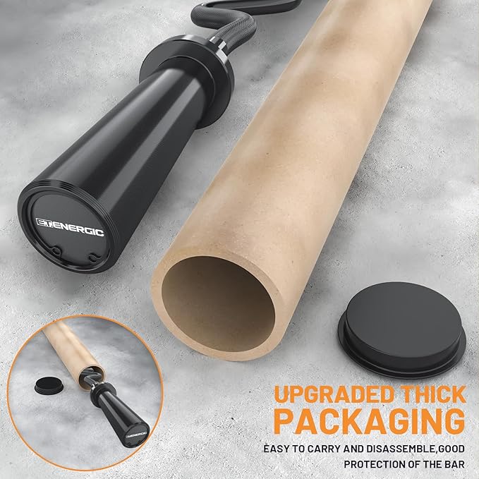 47" Olympic EZ Curl Bar 500-lbs Capacity Steel Barbell Suitable for 2" Weight Plates, 2-Inch Curl