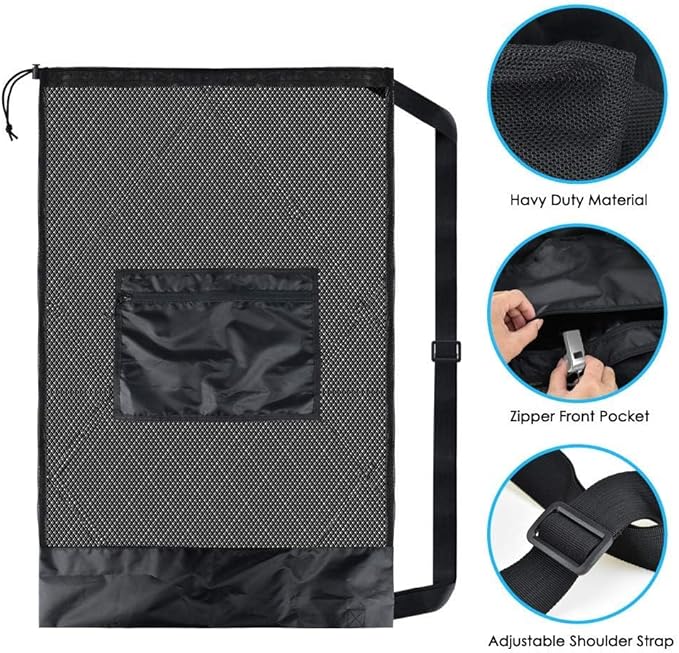Ball Storage Net Bags, Sports Equipment Organizer for Garage/Outdoor/Pool/Gym/Beach, Drawstring